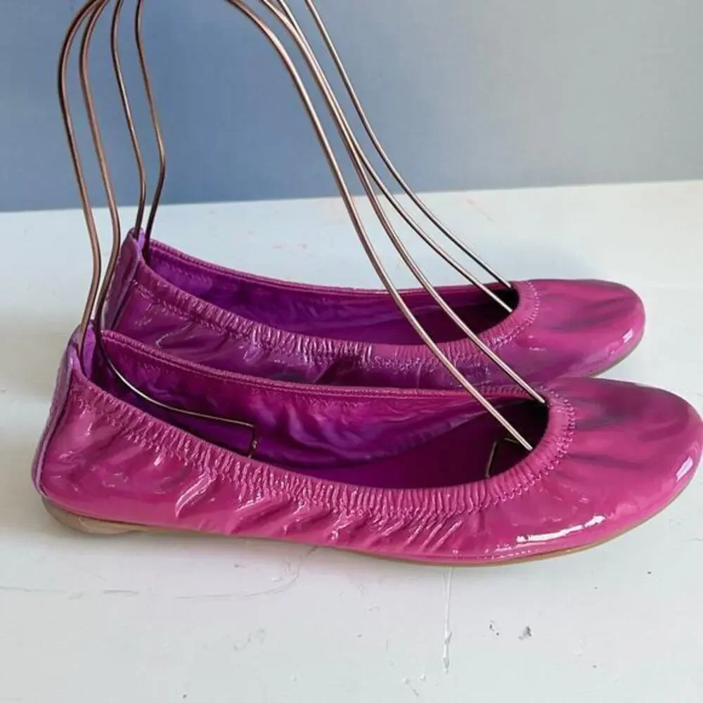Tory Burch ballet flats size 7 pink Mini Packable patent leather lightweight‎